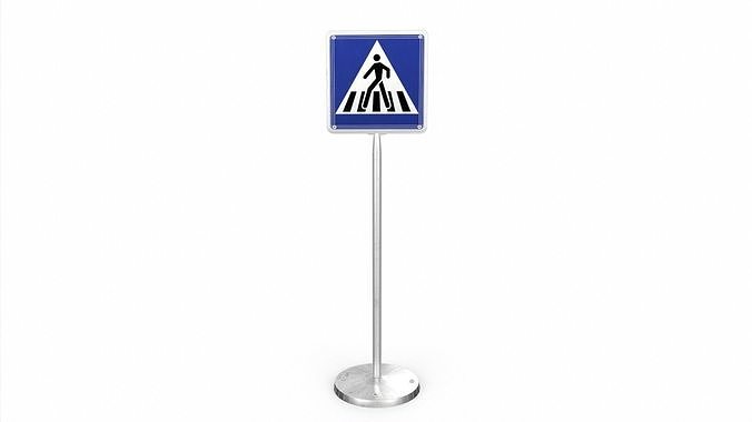 Pedestrian crossing traffic sign Low-poly 3D model 6