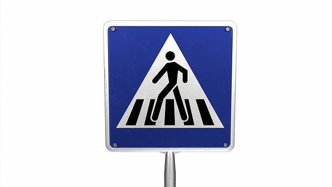 Pedestrian crossing traffic sign Low-poly 3D model 4