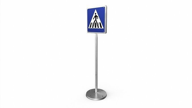 Pedestrian crossing traffic sign Low-poly 3D model 3