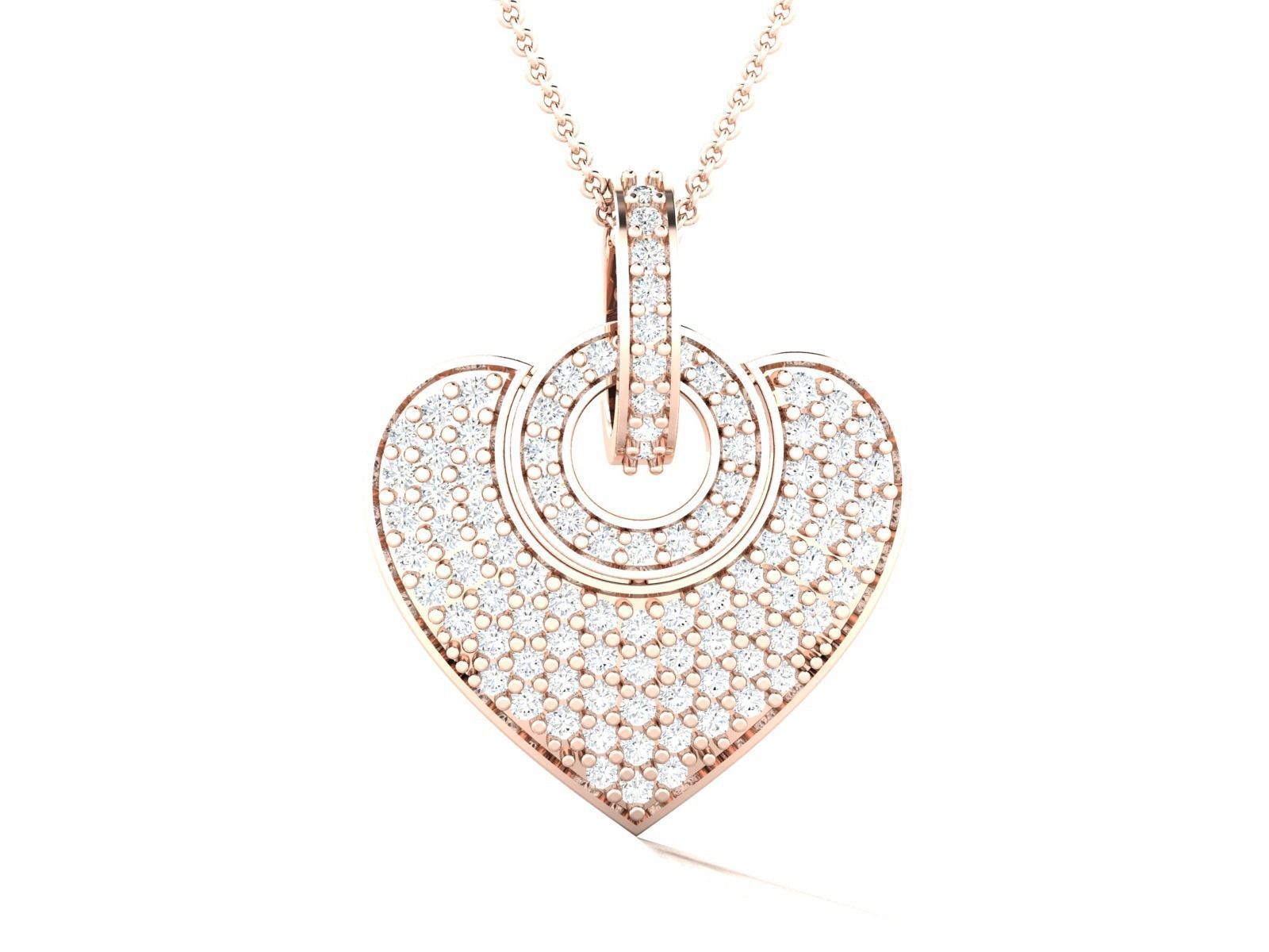 Solitaire Heart Pendant 3DM STL OBJ FBX Renders Details 3D print model_4