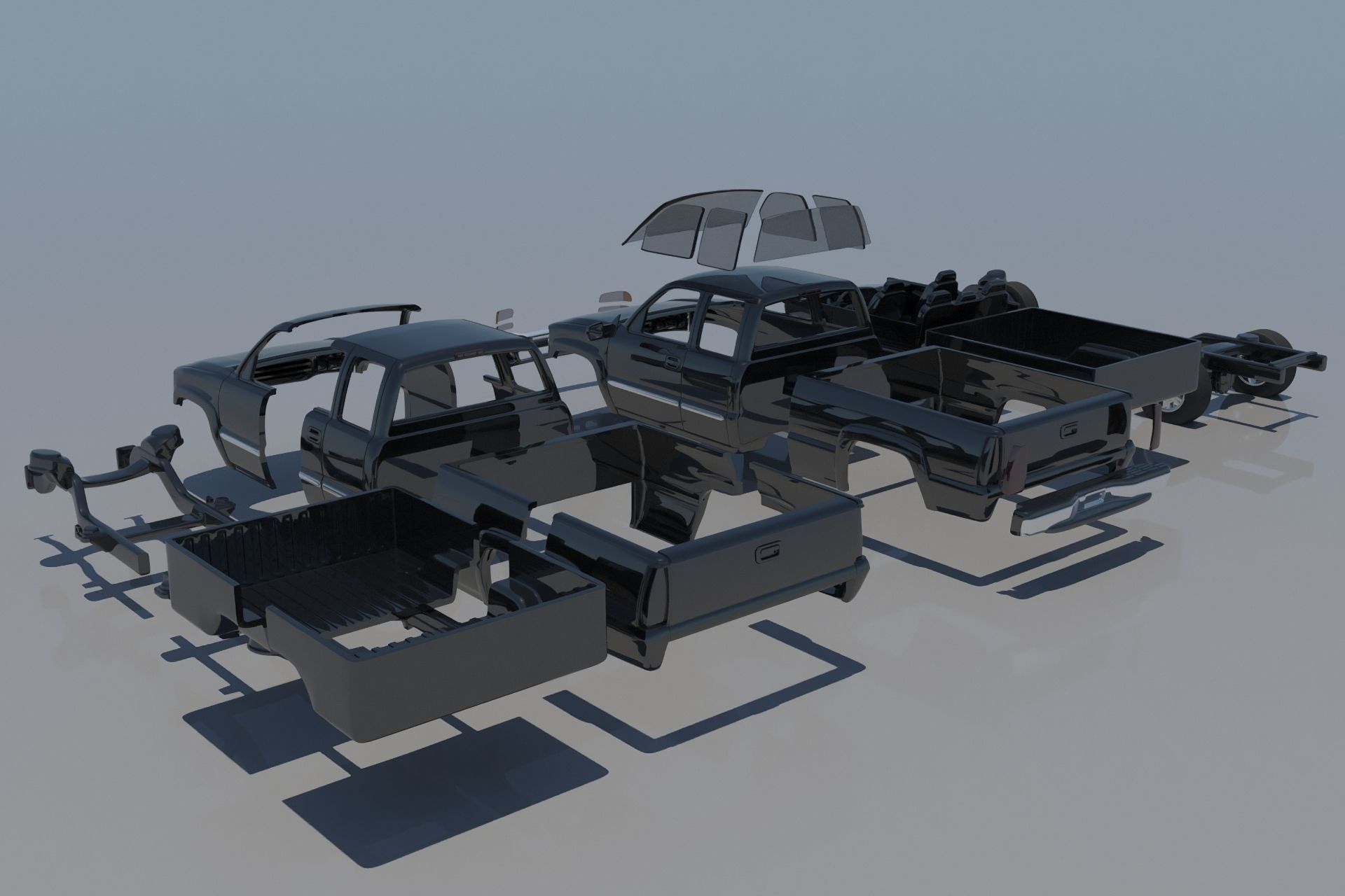 GMC Sierra 2003 Extended Cab 3D print model_11