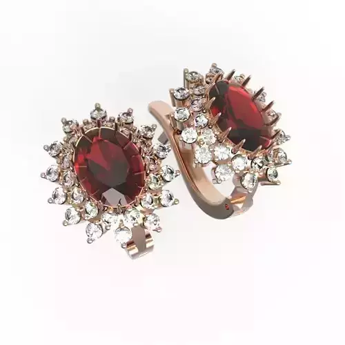 G0150 pair of garnet and diamond earrings