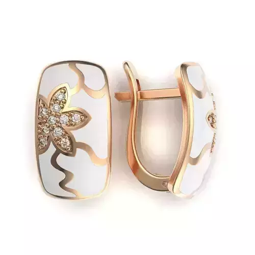 G0141 earring in rose gold with enamel and diamonds