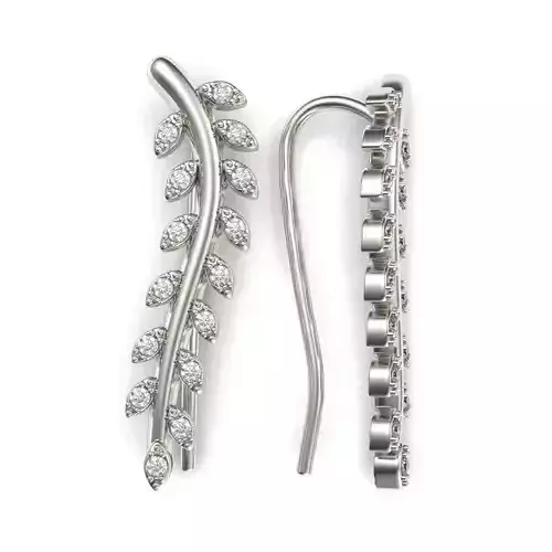 G0140 pair of earrings with leaves and diamonds