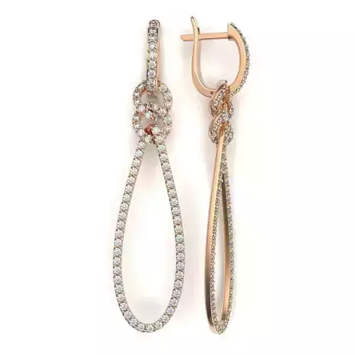 G0136 pair of rose gold earrings with diamonds