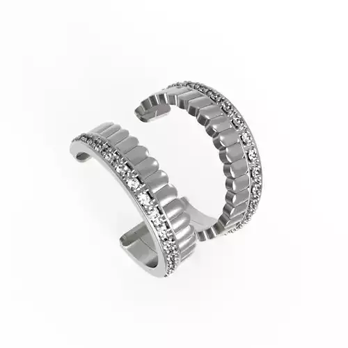 G0135 silver cuff ring with diamonds