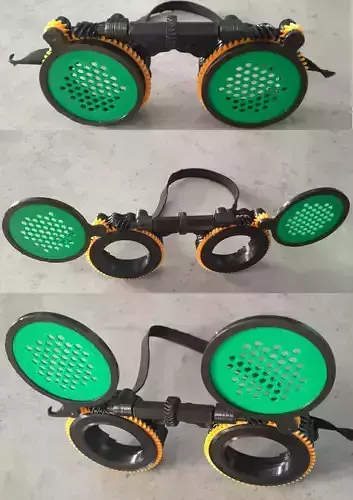 Steampunk chain glasses with an automatic device 3D print model