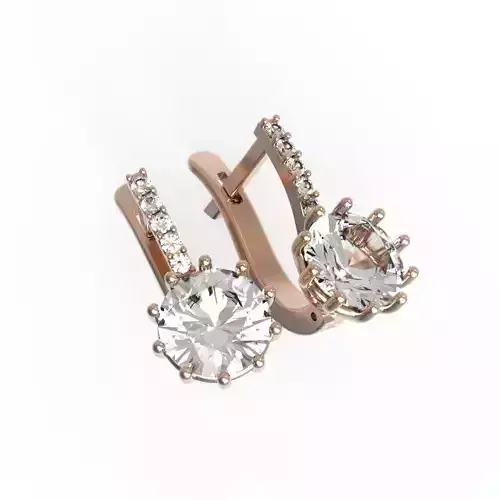 G0134 pair of rose gold earrings with diamonds
