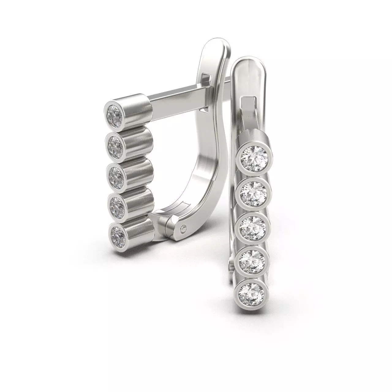 G0132 diamond hoop earrings in gold 3D print model_0