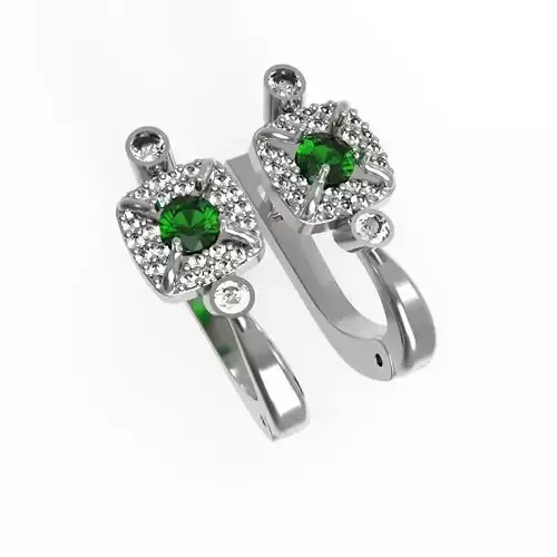 G0131 two emerald and diamond earrings