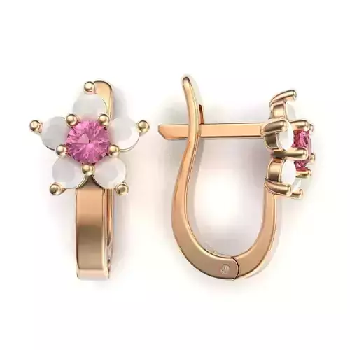 G0122 pair of rose gold earrings with sapphires