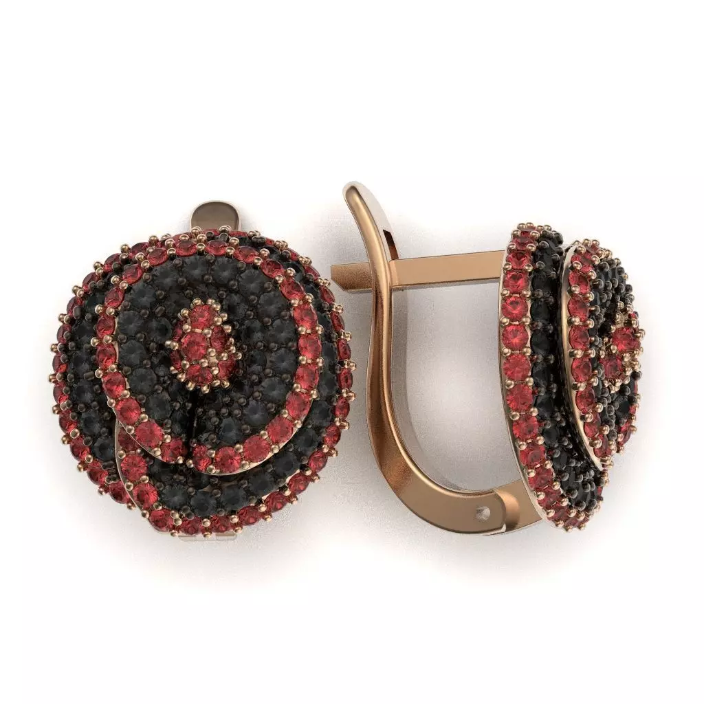 G0114 rose gold earrings with sapphires 3D print model