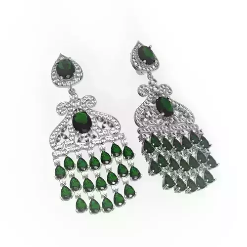 G0113 emerald and diamond earrings