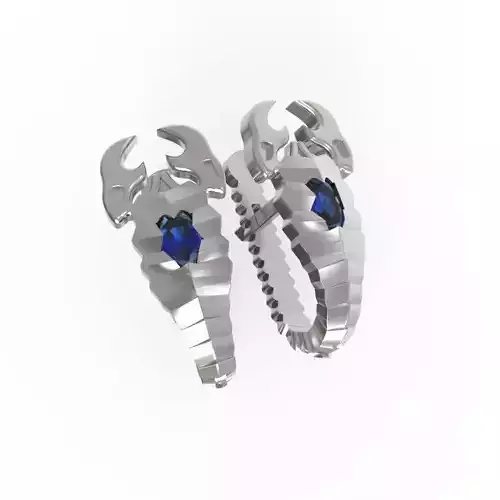 G0112 pair of sterling silver scorpion earrings with sapphires
