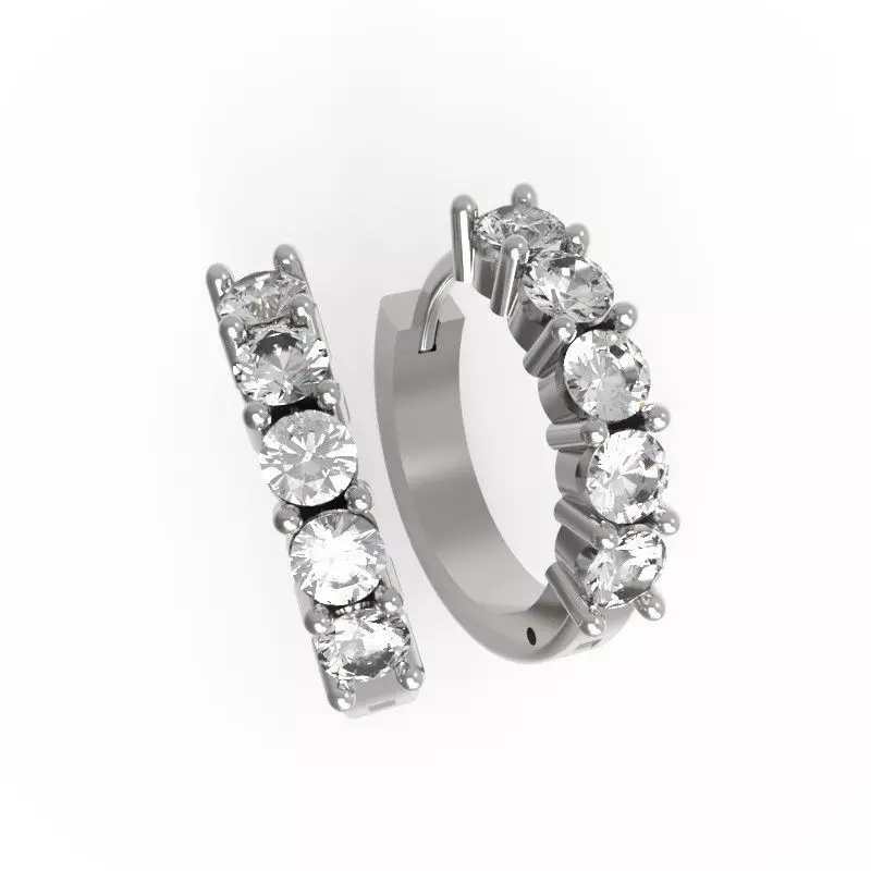 G0109 two diamond hoop earrings 3D print model_0