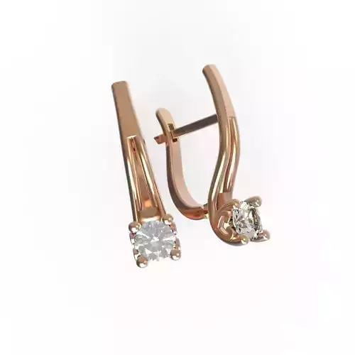 G0102 pair of rose gold earrings with diamonds