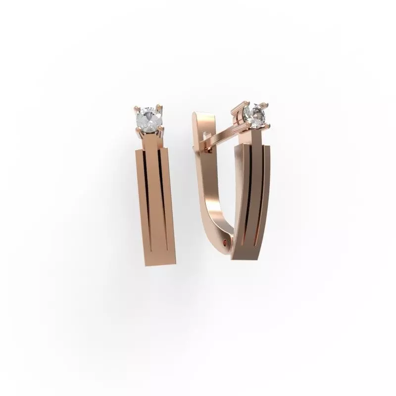 G0101 two rose gold hoop earrings with diamonds 3D print model_0