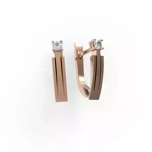 G0101 two rose gold hoop earrings with diamonds