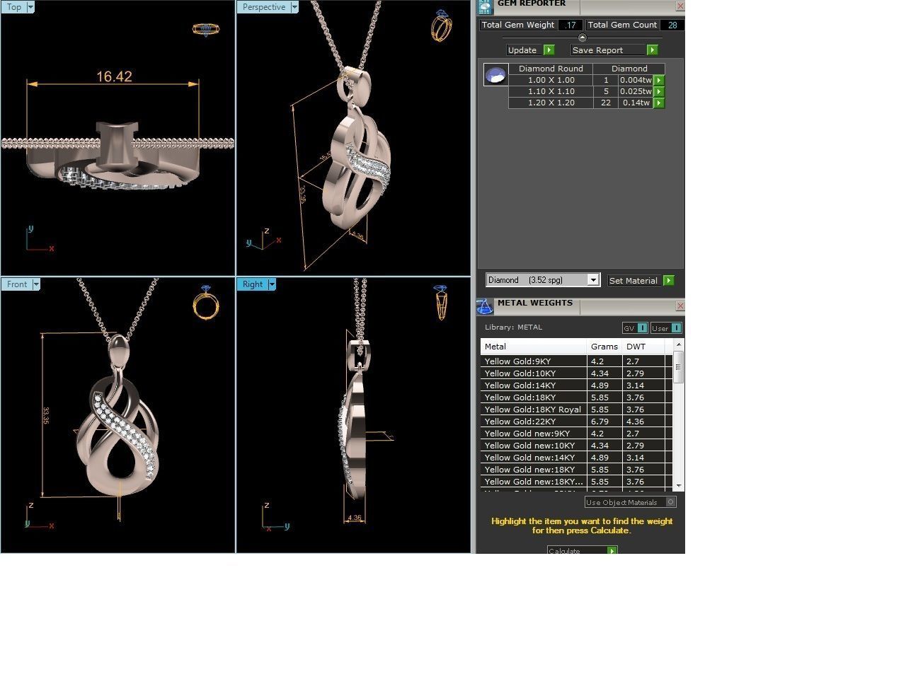 Solitaire Pendant 3DM STL OBJ FBX Renders Details 3D print model_6