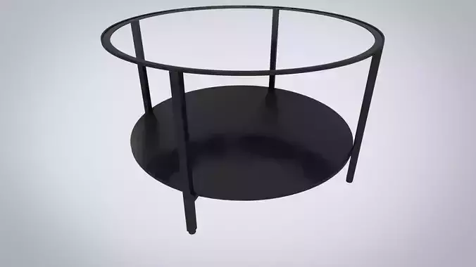 IKEA coffee table black metal with glass  VITTSJO Low-poly 3D model