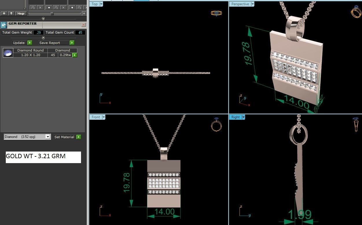 Solitaire Pendant 3DM STL OBJ FBX Renders Details 3D print model_6