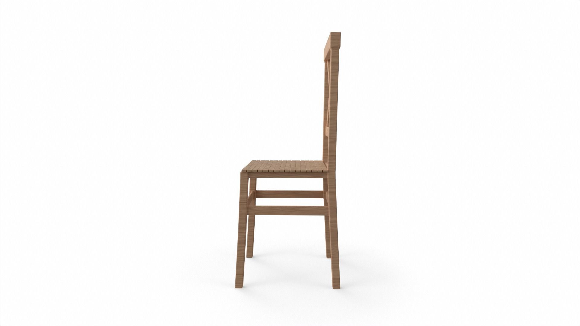 Wooden Chair Low-poly 3D model_2