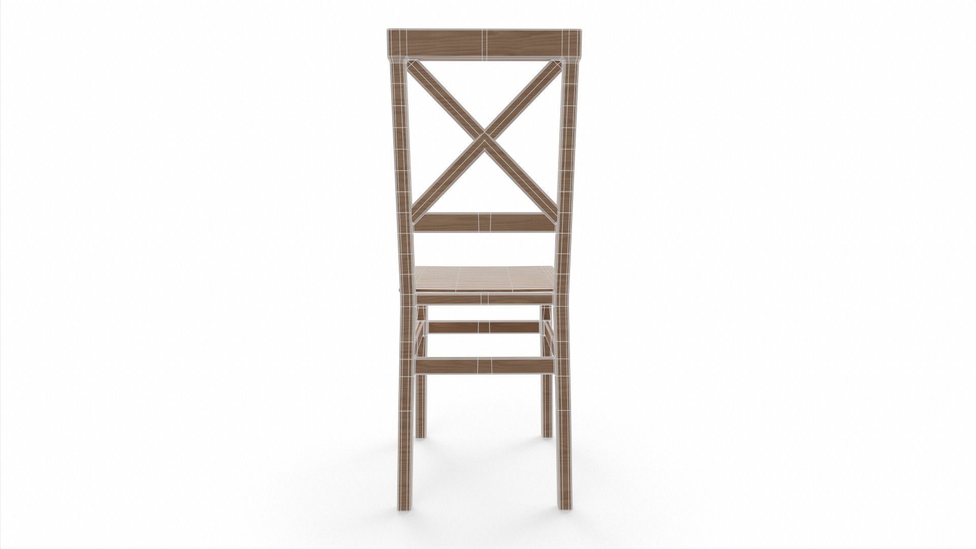 Wooden Chair Low-poly 3D model_7