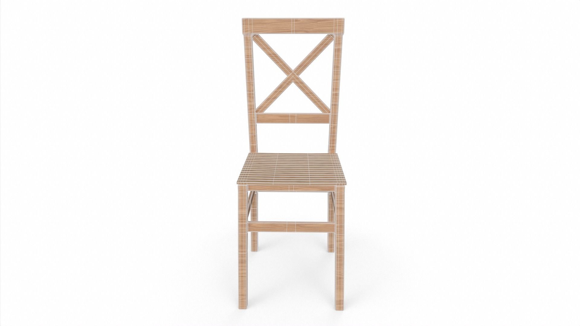 Wooden Chair Low-poly 3D model_5