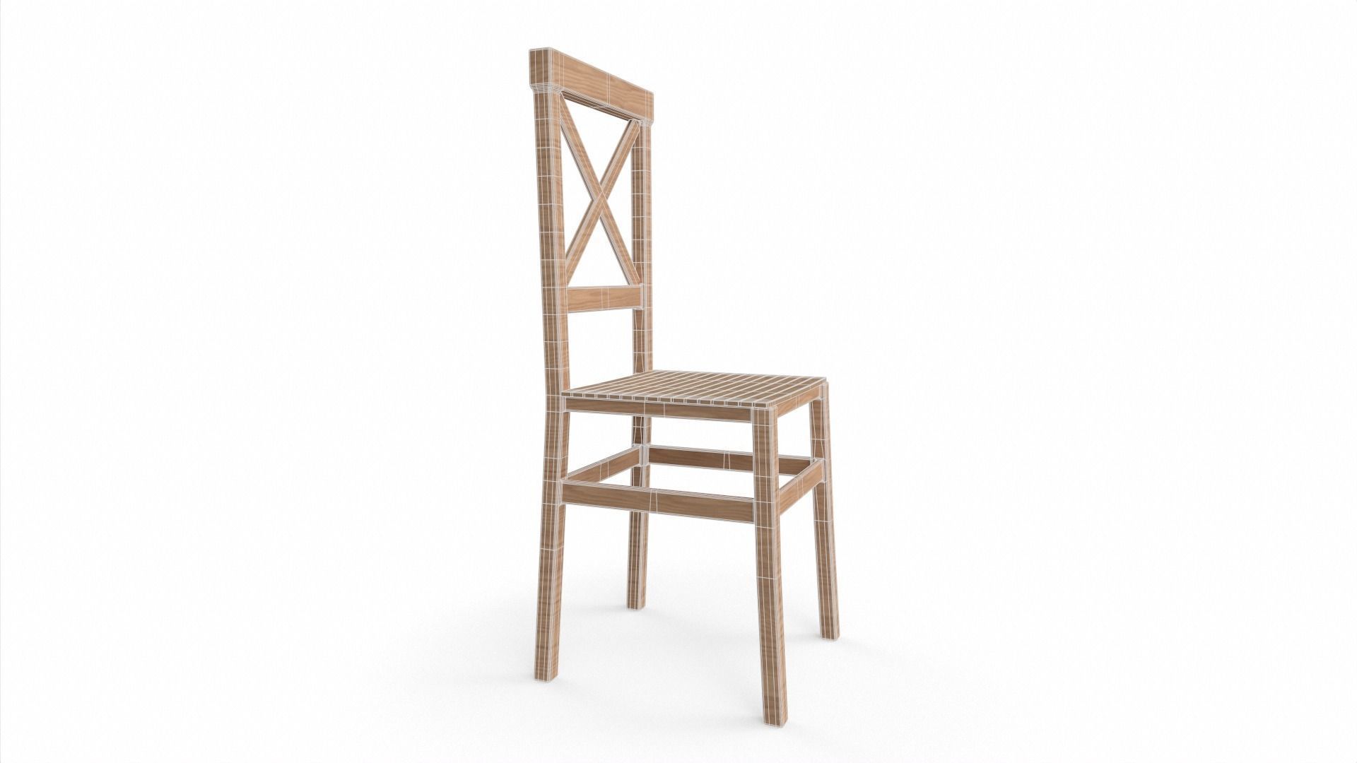 Wooden Chair Low-poly 3D model_6