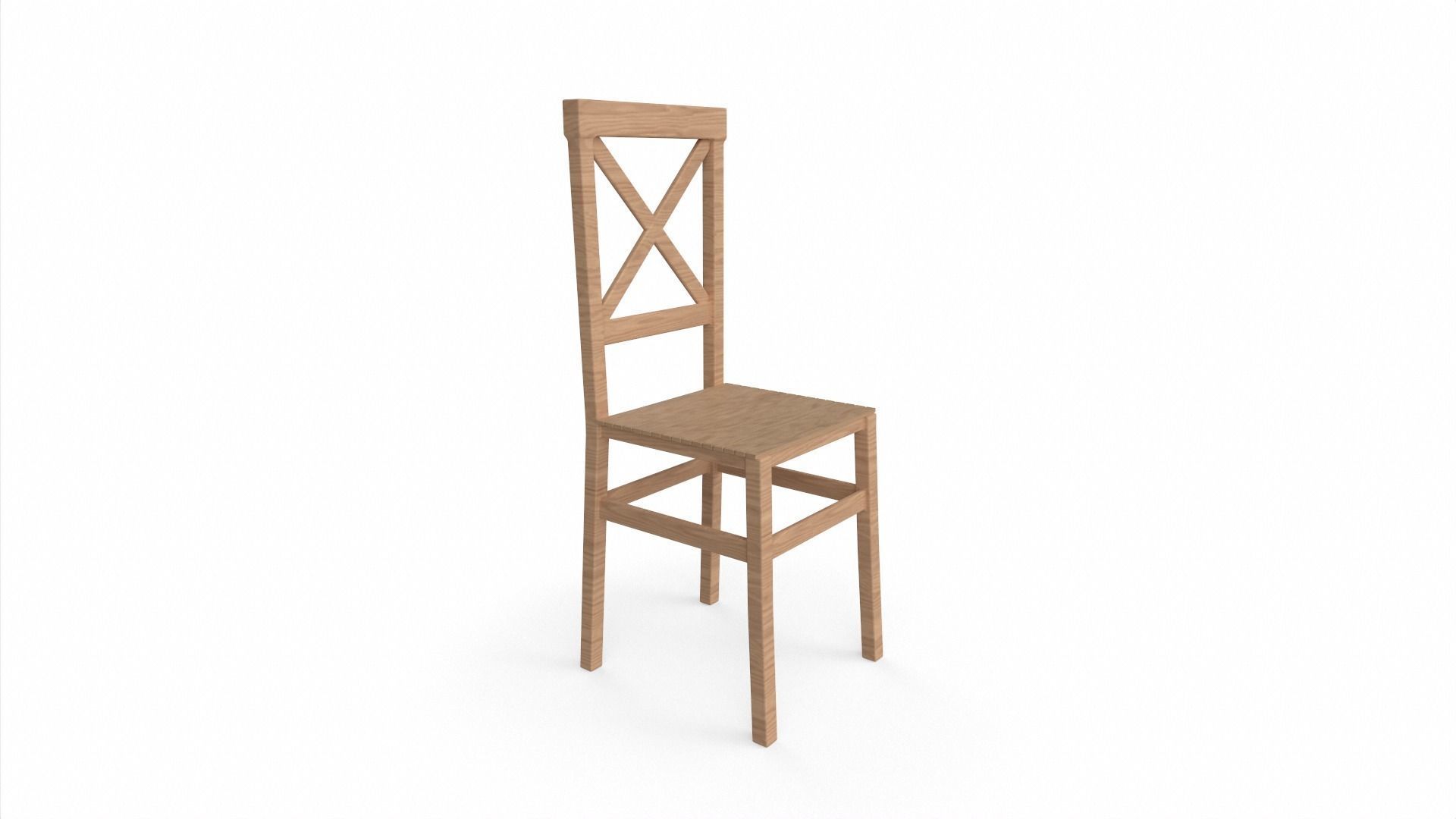 Wooden Chair Low-poly 3D model_3