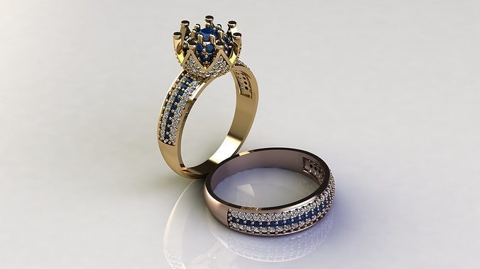 Diamond high jewelry wedding ring 3D print model