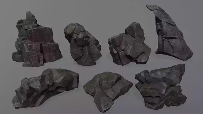 cliff rocks Low-poly 3D model