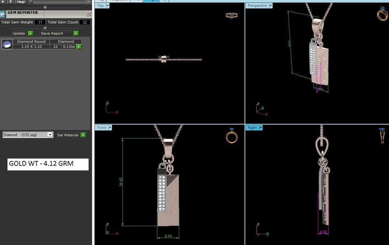 Solitaire Pendant 3DM STL OBJ FBX Renders Details 3D print model_6