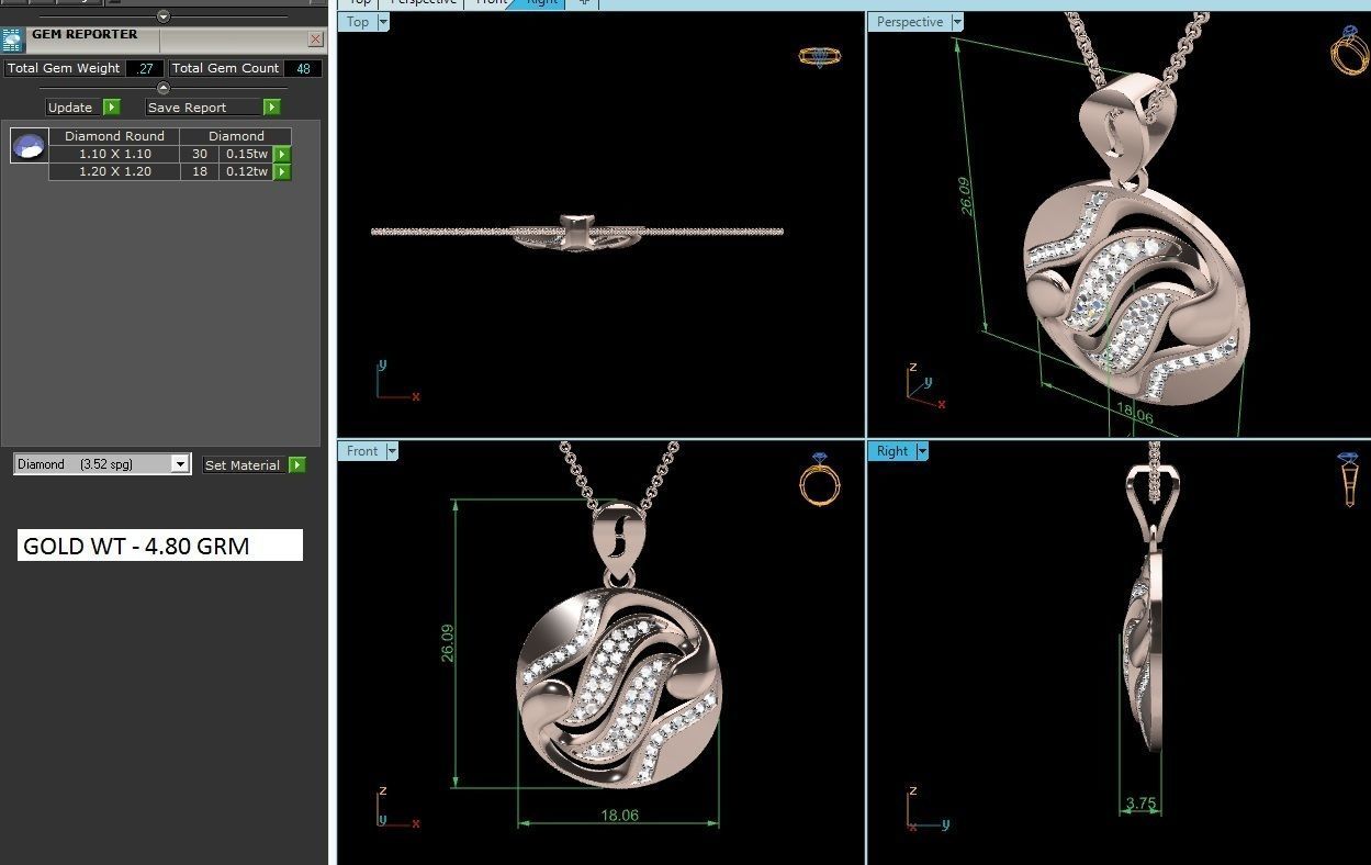 Solitaire Pendant 3D print model_6