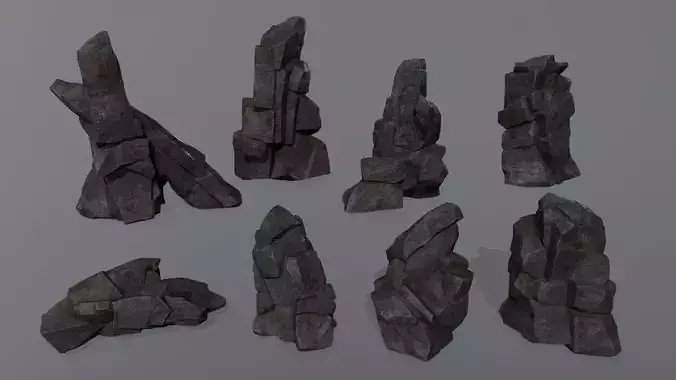 cliff rocks Low-poly 3D model
