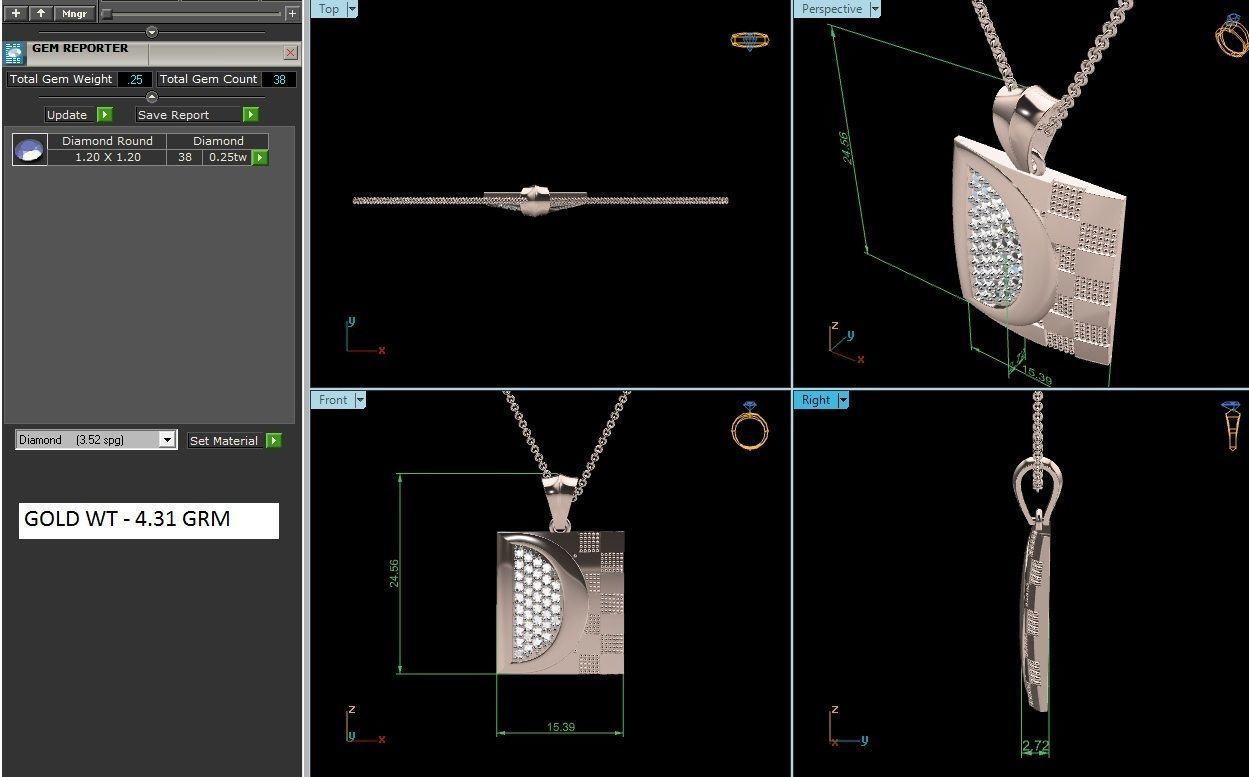 Solitaire Pendant 3DM STL OBJ FBX Renders Details 3D print model_7