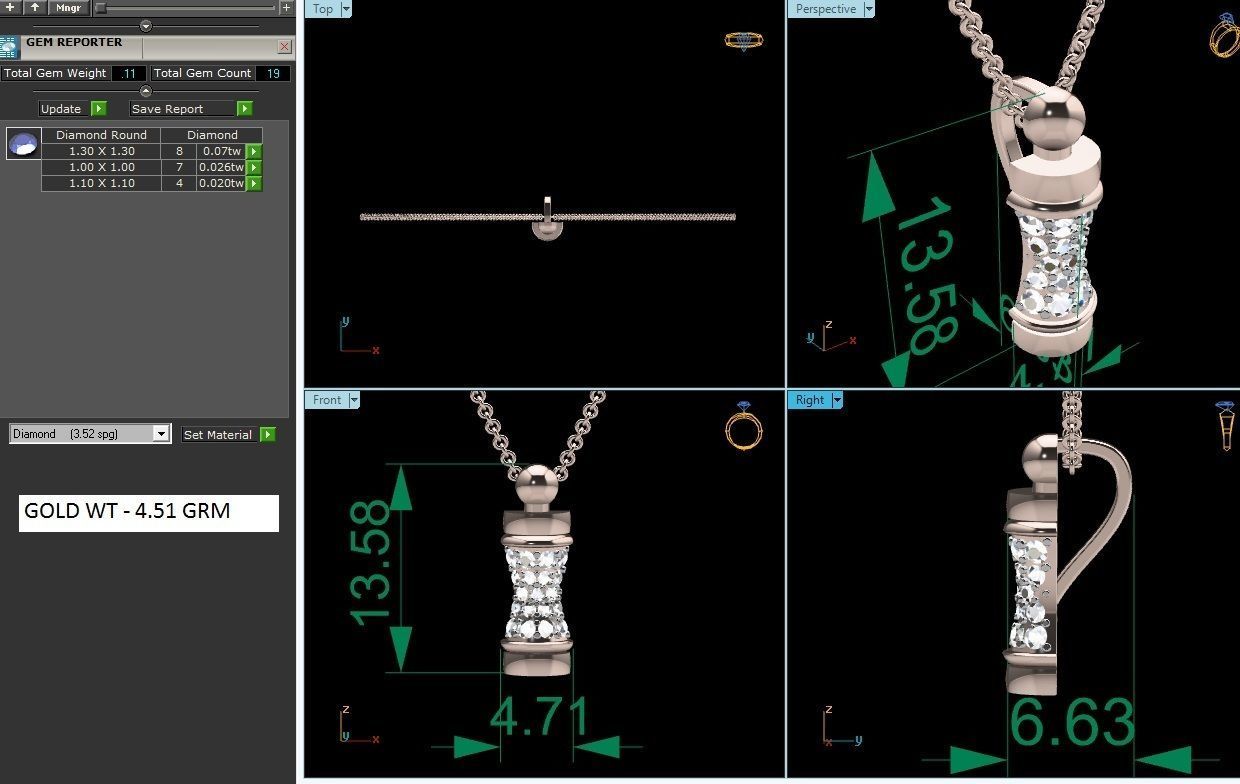 Solitaire Pendant 3DM STL OBJ FBX Renders Details 3D print model_5