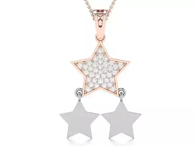 Solitaire Star Pendant 3DM STL OBJ FBX Renders Details