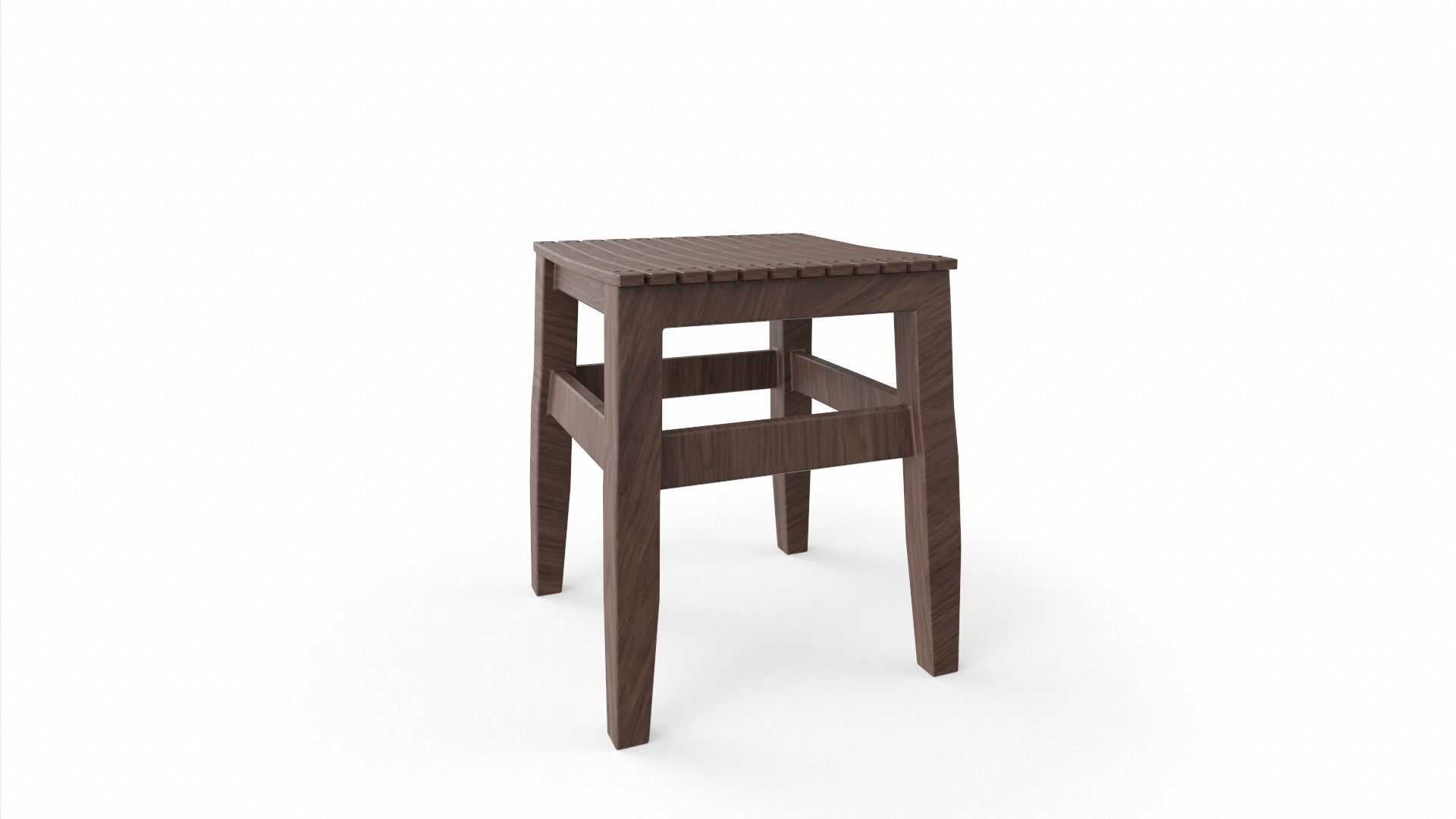 Wooden Stool 3D model_5