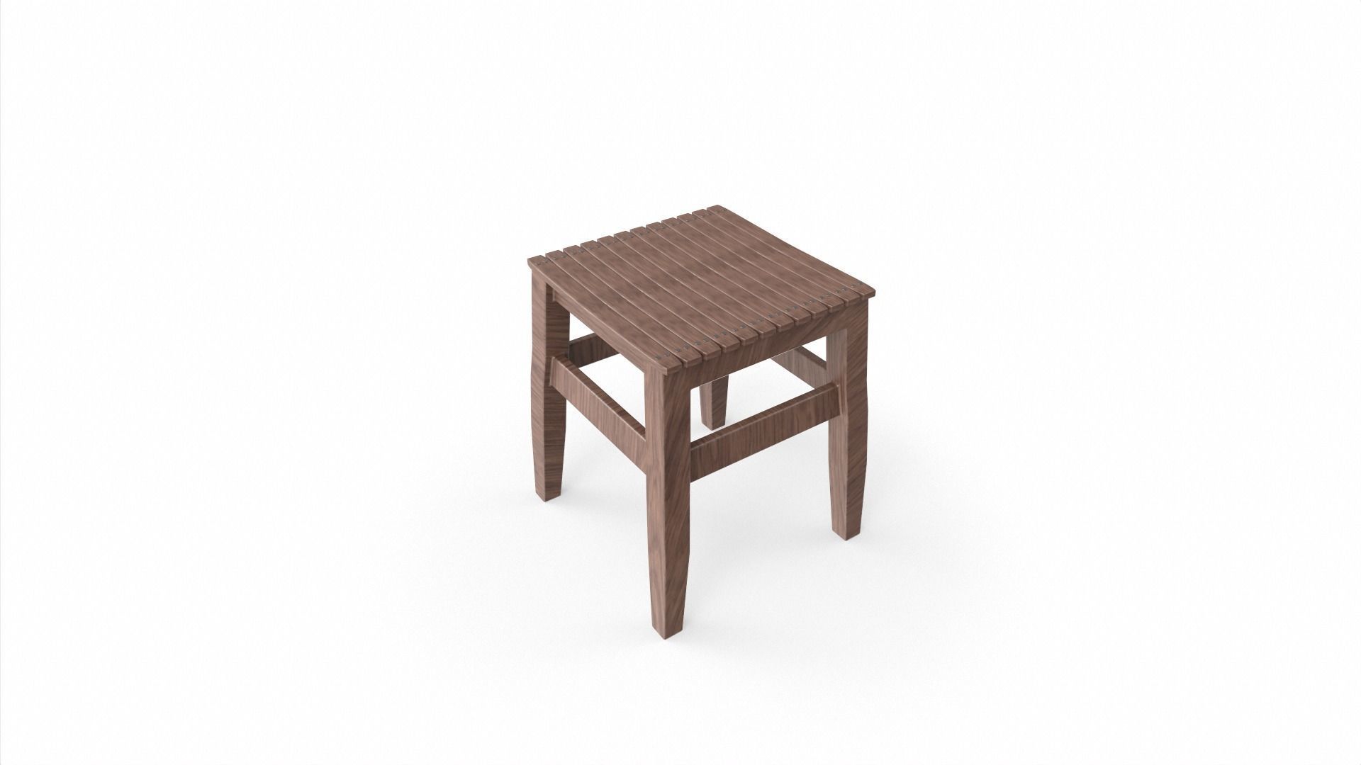 Wooden Stool 3D model_2
