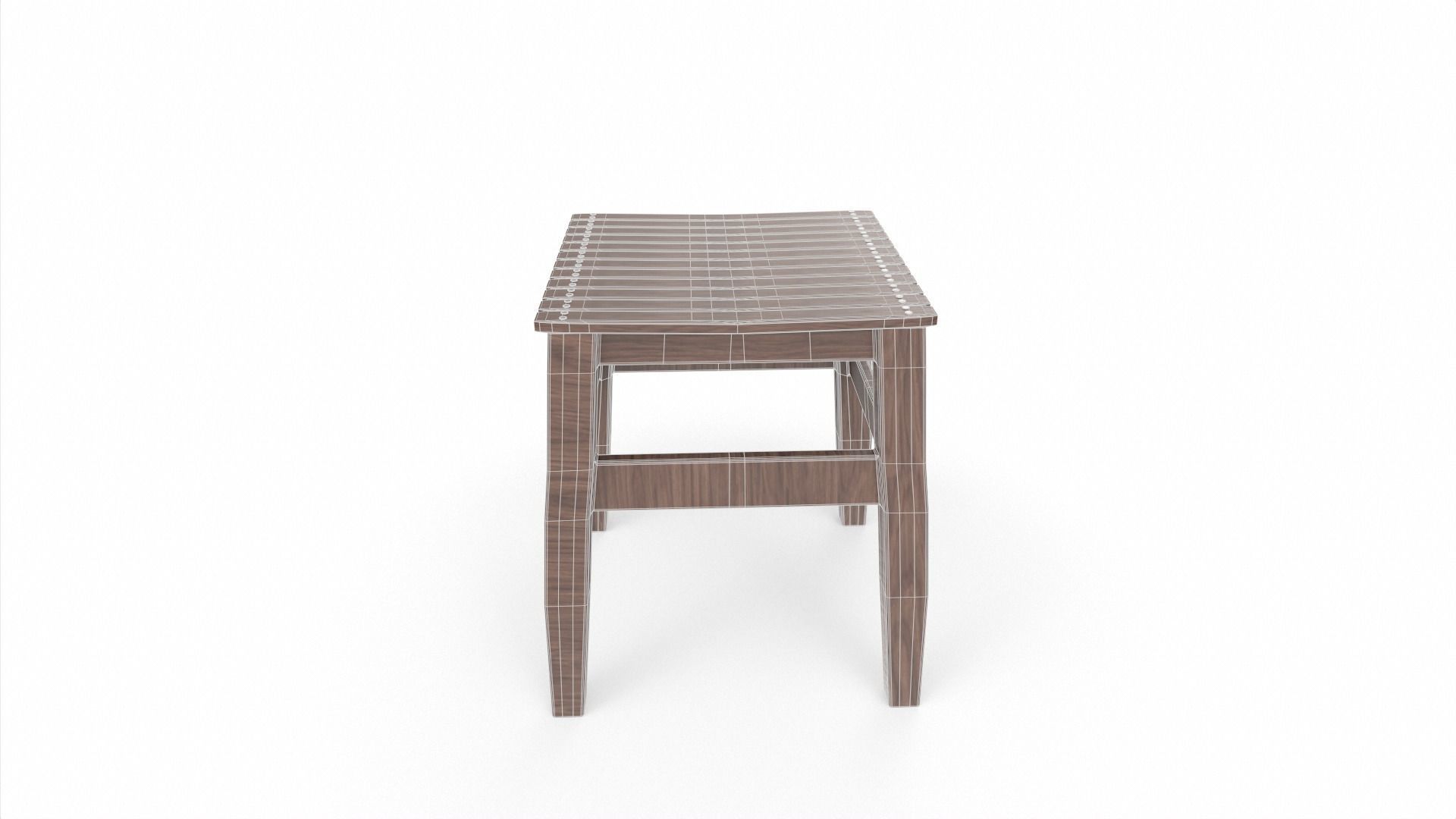 Wooden Stool 3D model_6