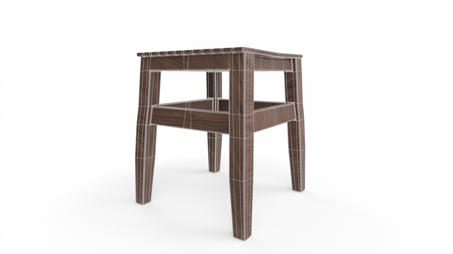 Wooden Stool 3D model_9