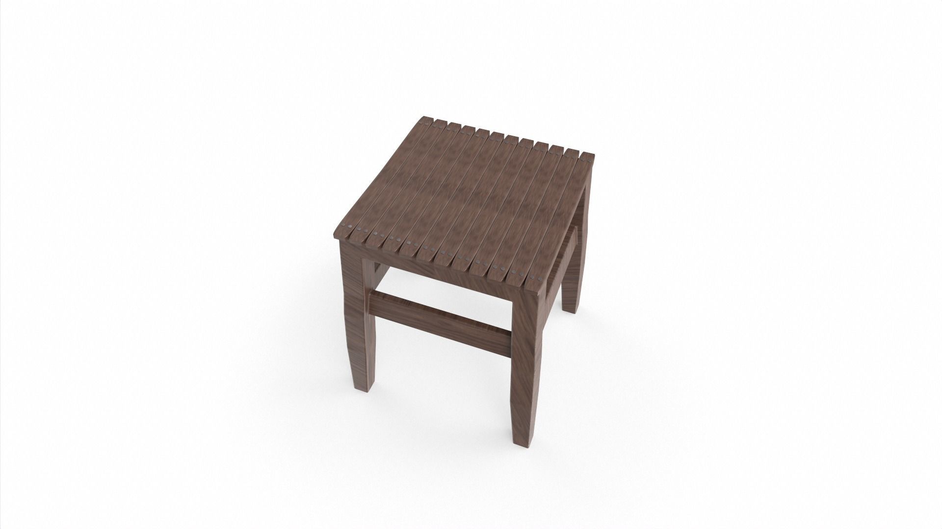 Wooden Stool 3D model_3
