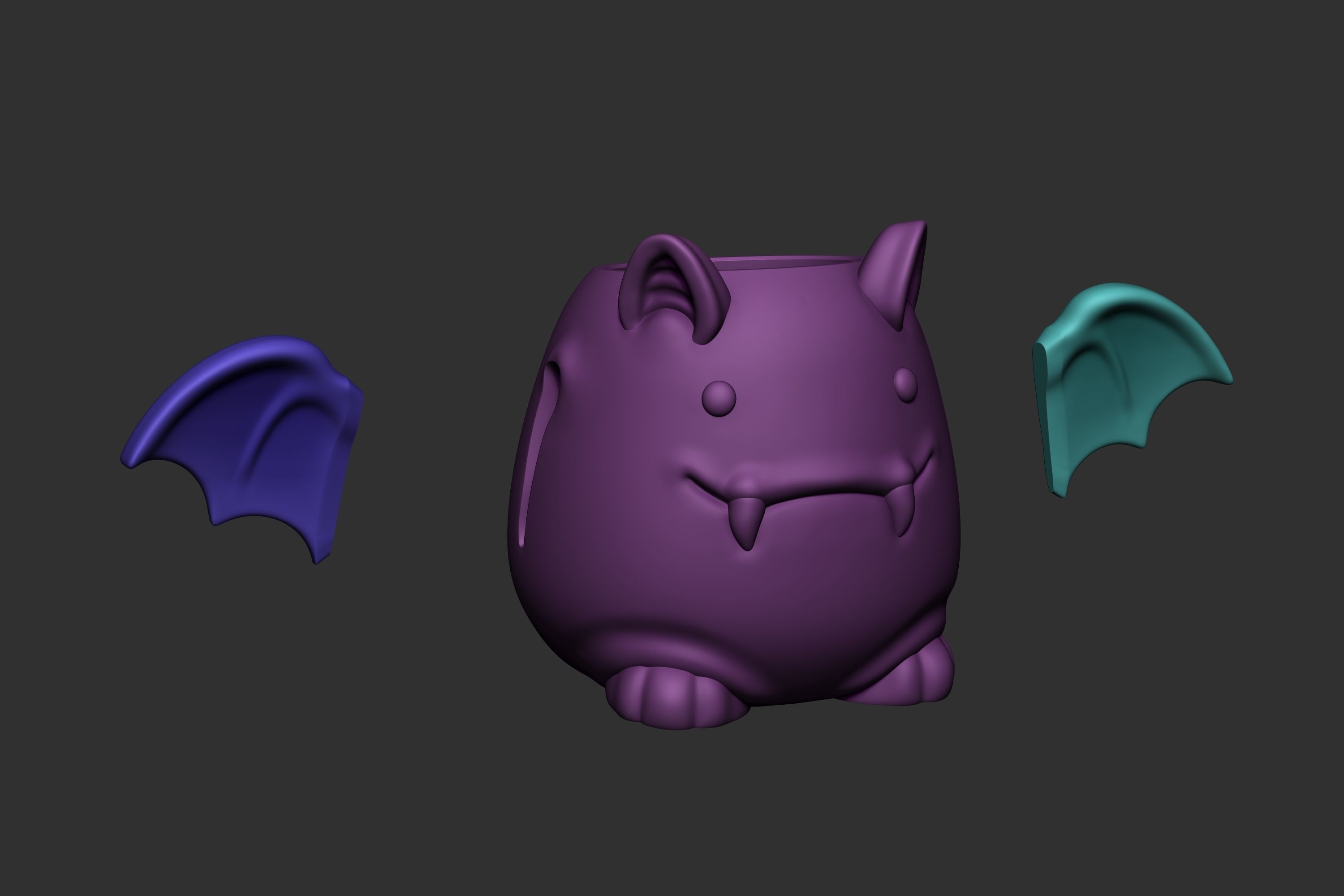 Vaso para suculenta morcego 3D print model_1