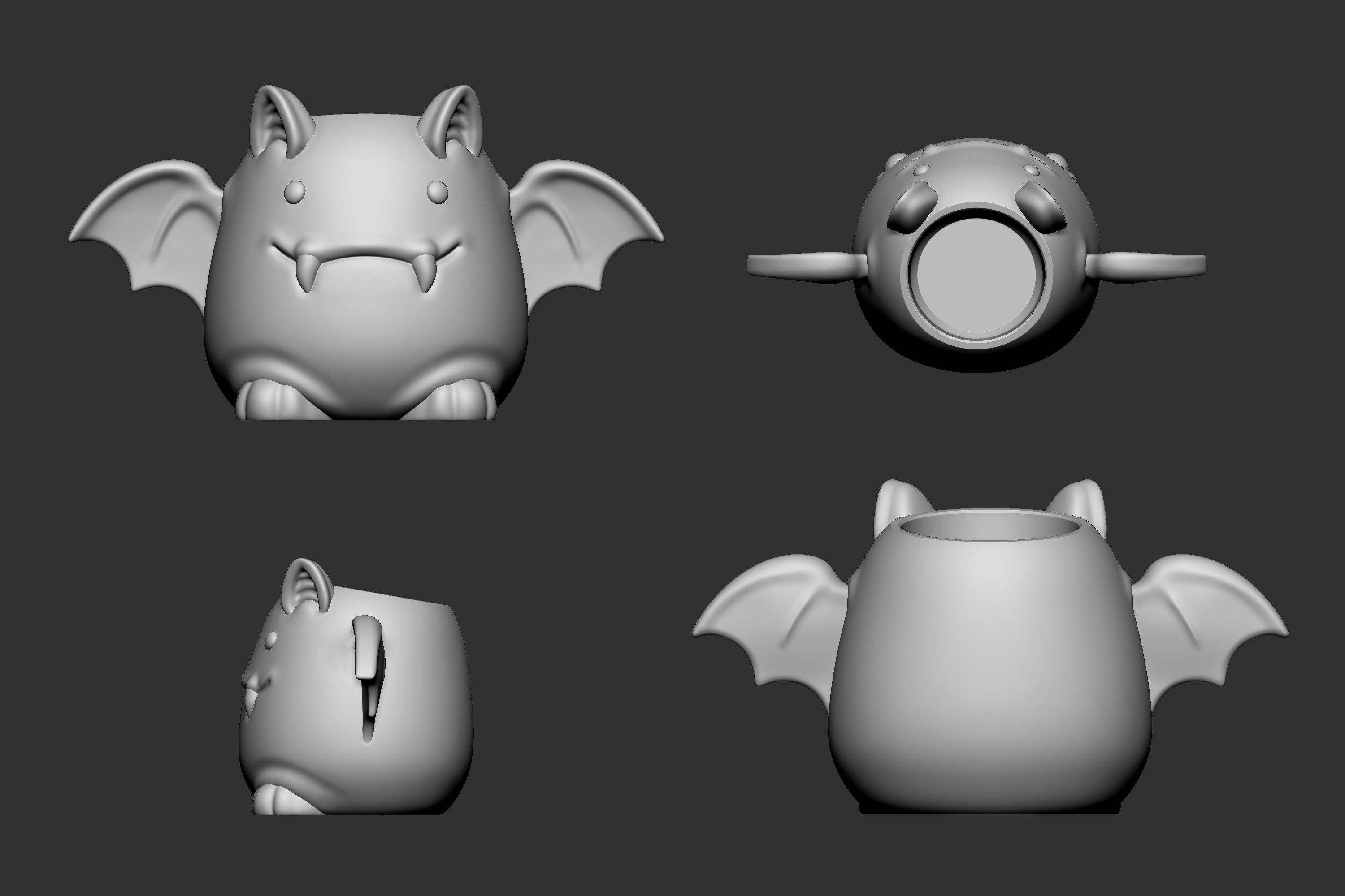 Vaso para suculenta morcego 3D print model_2