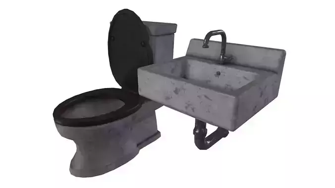 Sink and Toilet Low-poly 3D model