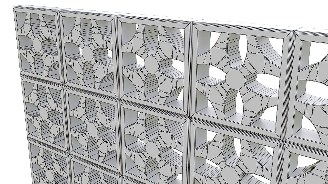 Concrete latticework 3D model_9