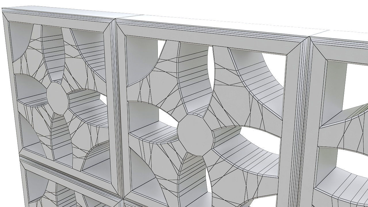 Concrete latticework 3D model_8