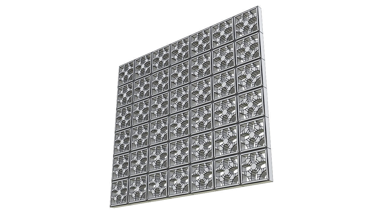 Concrete latticework 3D model_11