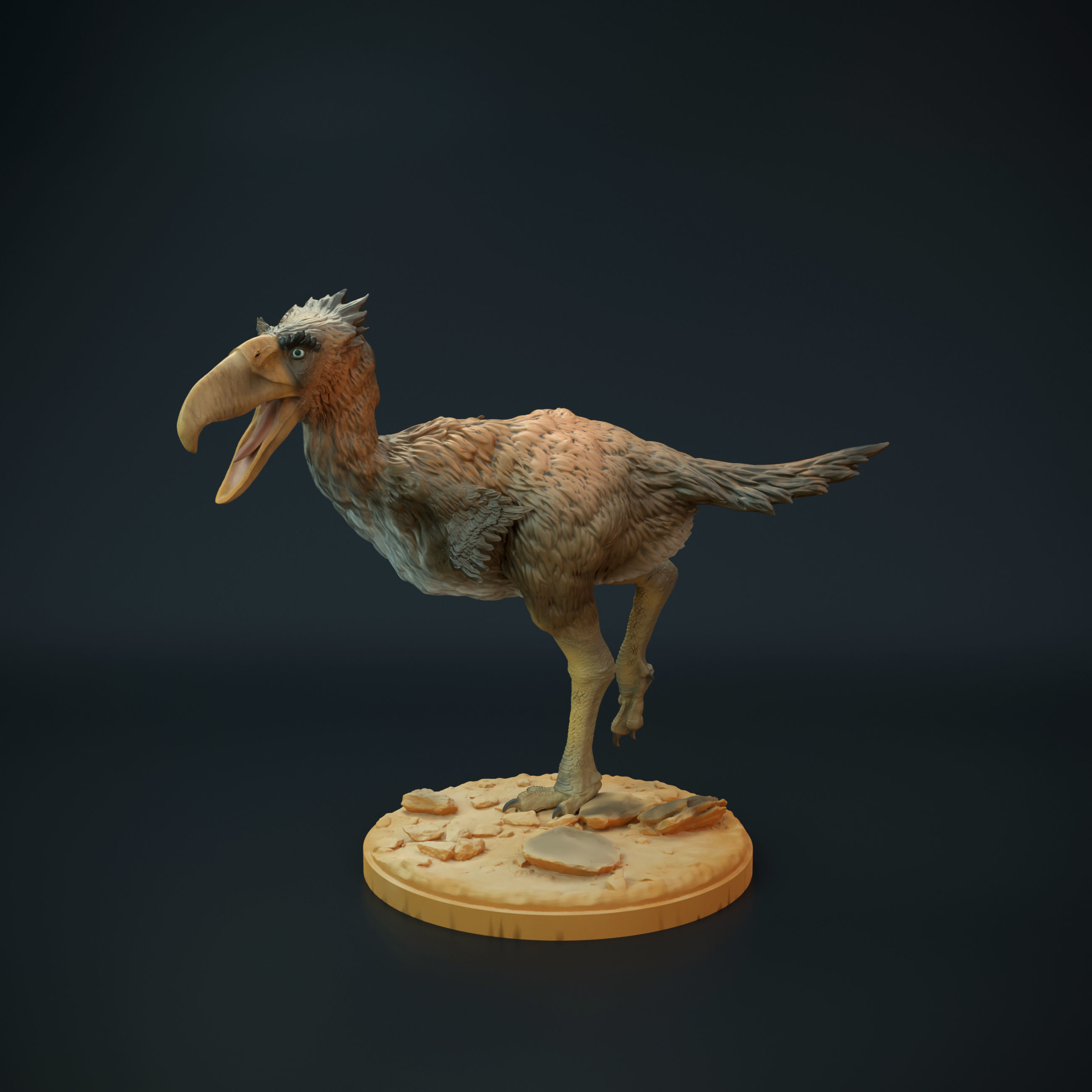 Kelenken wooden sculpture of bird 3D print model_4